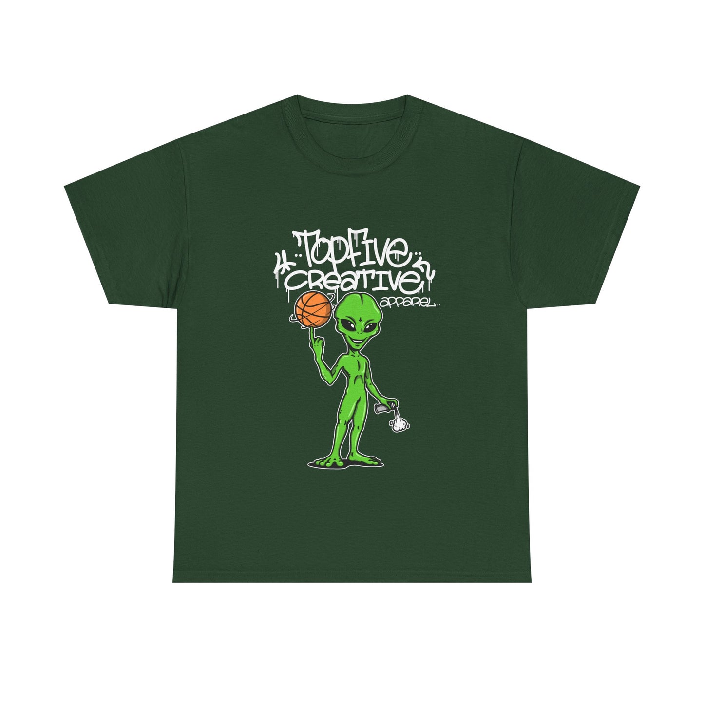 Alien Basketball Graphic Tee — "Top Five Creative" Streetwear