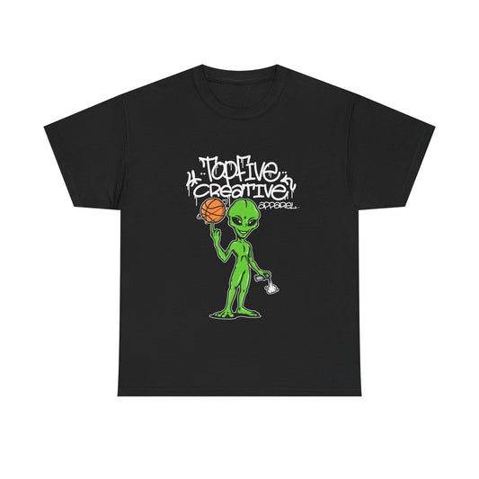 Alien Basketball Graphic Tee — "Top Five Creative" Streetwear