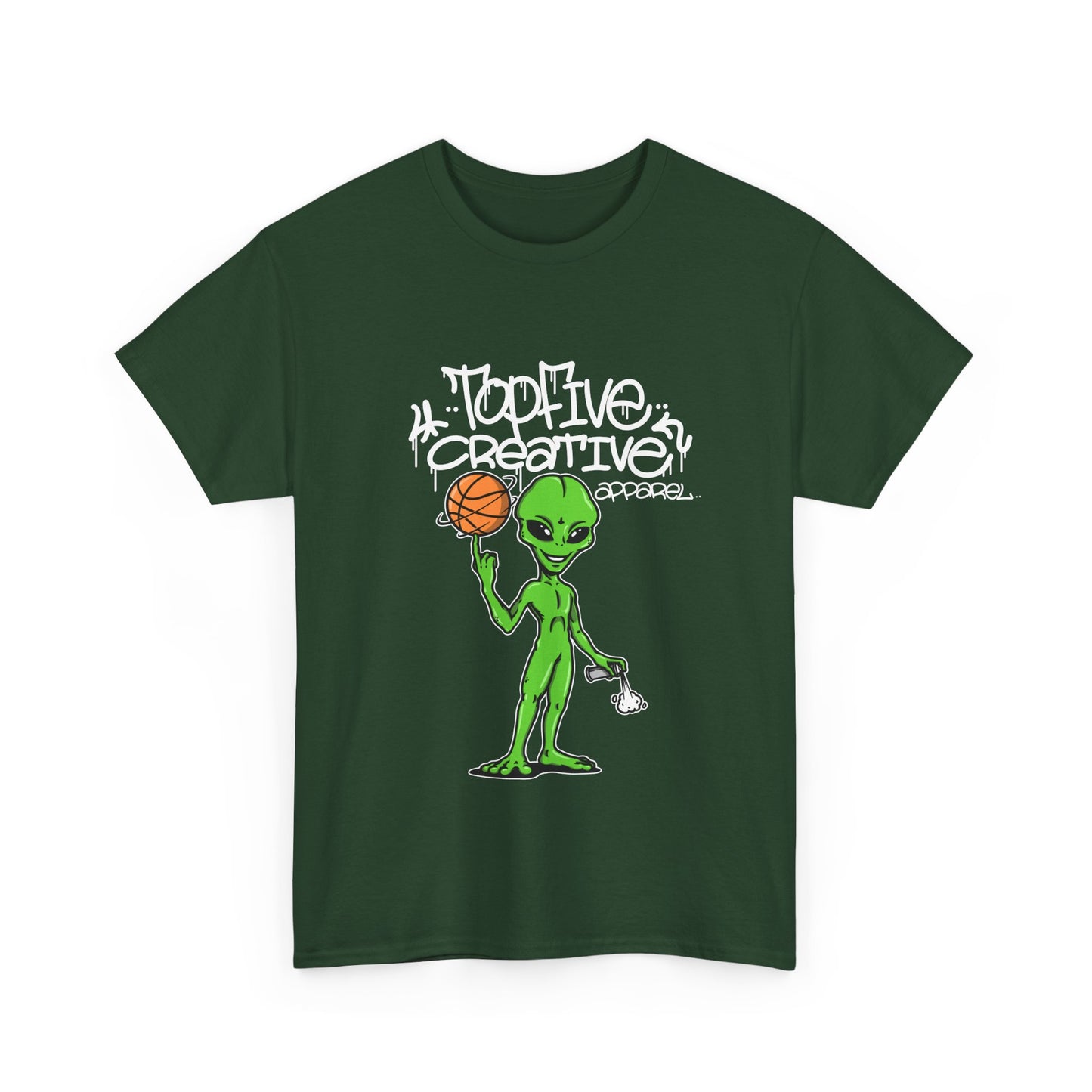 Alien Basketball Graphic Tee — "Top Five Creative" Streetwear