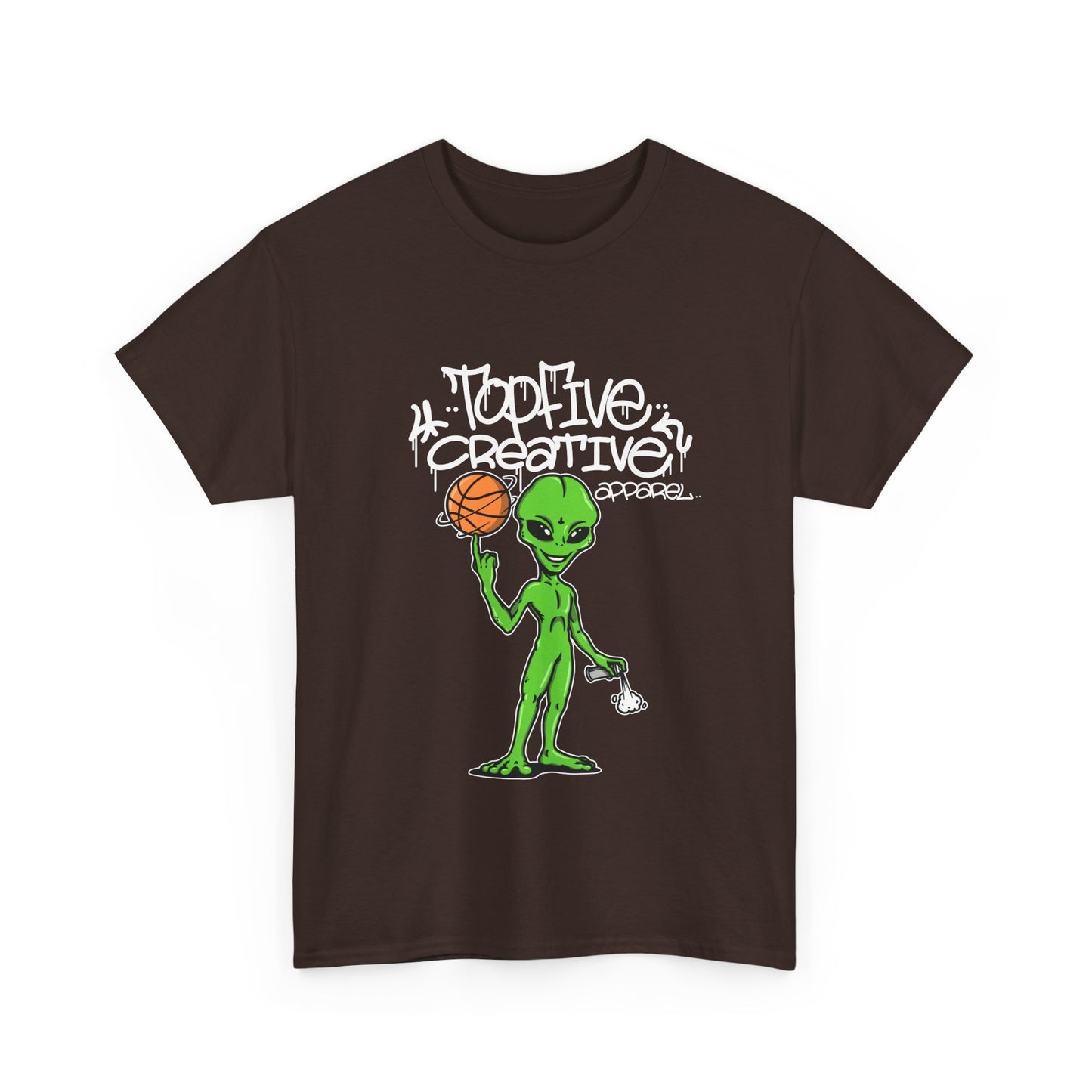 Alien Basketball Graphic Tee — "Top Five Creative" Streetwear