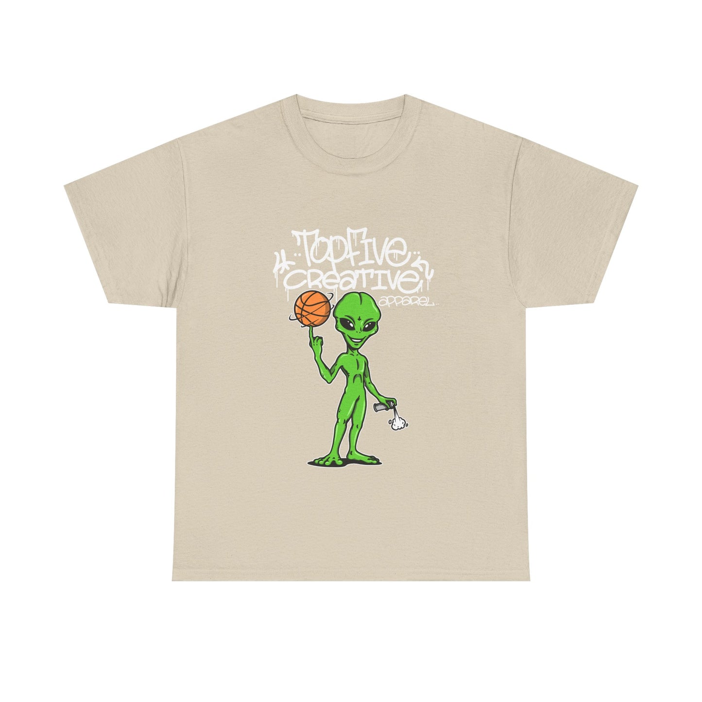 Alien Basketball Graphic Tee — "Top Five Creative" Streetwear